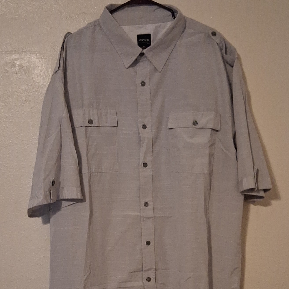 Perry Ellis Light Gray Casual Button-Down Shirt